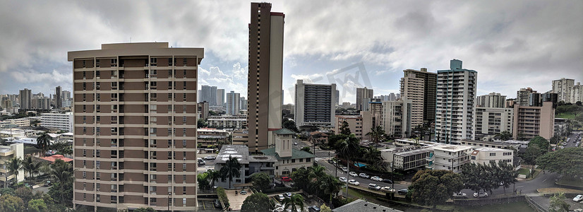 Makiki 和火奴鲁鲁城市景观全景