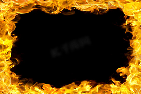 火的边框摄影照片_火边界与火焰