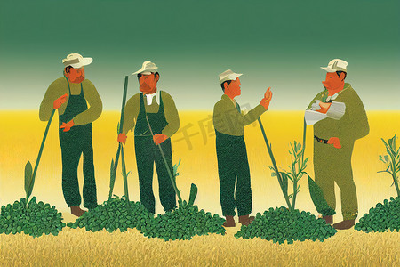 农作物农场经理，卡通插图