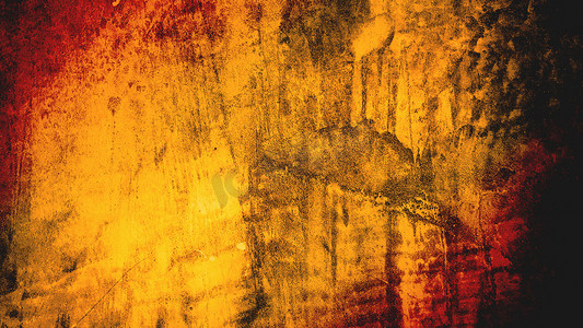 抽象金灰泥墙纹理，石膏黄色图案背景。