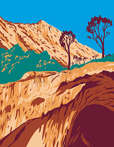 Tonto Natural Bridge 州立公园最大的天然石灰华桥在美国亚利桑那州佩森 WPA 海报艺术