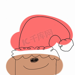 卡通快乐背景摄影照片_白色背景上的简单卡通快乐圣诞熊