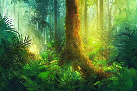 丛林背景摄影照片_丛林森林背景。