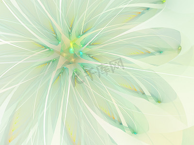 柔和柔和的分形绿花计算机生成图像，用于徽标、设计概念、网页、印刷品、海报。