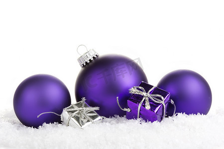 圣诞节，圣诞节装饰紫色和银色