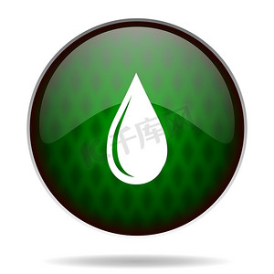 绿色循环图标摄影照片_水滴绿色互联网图标