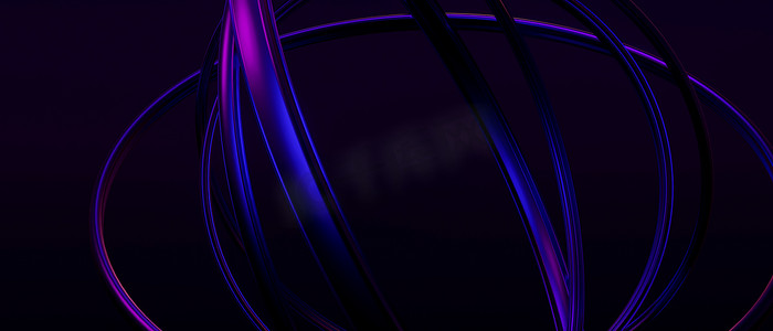 创意抽象圆圈霓虹蓝紫色 3D 背景 3D 渲染