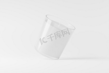 空白盒子样机摄影照片_带盒包装的蜡烛玻璃 3D 渲染白色空白样机