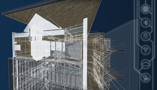 智能楼宇自动化系统数字智能技术抽象背景架构施工设计