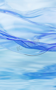 线条流动摄影照片_水面上流动的透明布，3d 渲染。