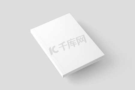 平装书封面白色空白 3D 渲染模型
