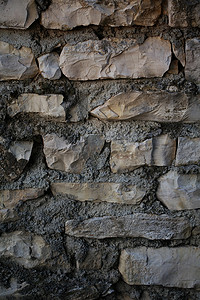 工程设计摄影照片_废弃的卡斯特里希腊村庄复古背景中带岩石的二十年墙高品质大尺寸印刷品