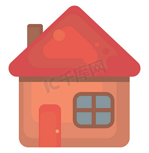 红房子，插图，白色背景上的矢量
