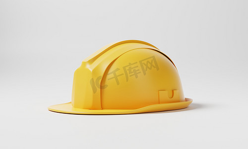 白色背景上的黄色安全帽安全帽。
