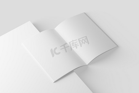 A4 A5 杂志小册子 3D 渲染白色空白样机