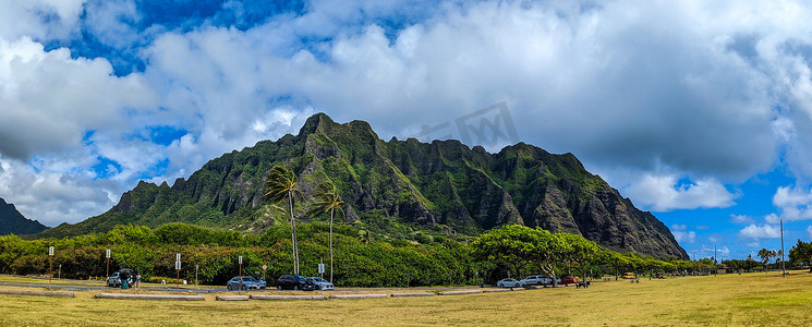 古兰尼山脉全景，夏威夷欧胡岛著名拍摄地点