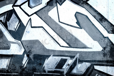 涂鸦摄影照片_旧脏墙上的涂鸦，城市嘻哈背景灰色文本