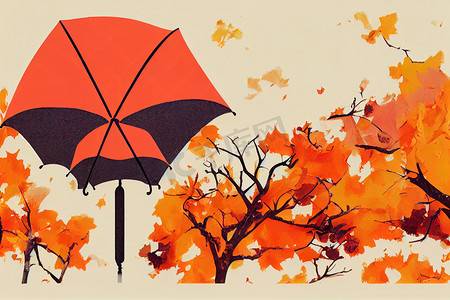 销售设计、网页橙色色调的伞元素