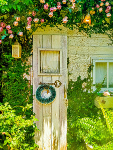 森系英伦摄影照片_带美丽花朵的花园小屋 Homesthetics house idea