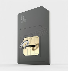 3d 渲染 SIM 卡保护概念，隔离白色