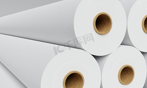 一组白皮书卷在工业工厂中用于存储背景。
