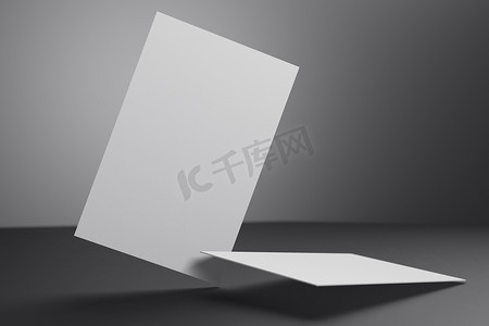 白色垂直名片纸样机模板，带有空白空间封面，用于在黑色纸板背景上插入公司徽标或个人身份。