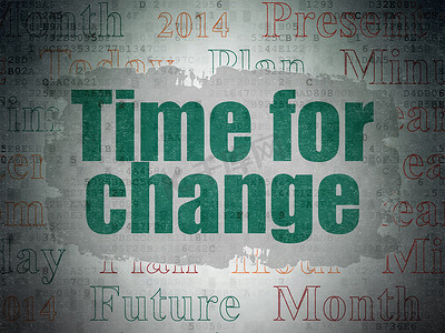 时间概念：数字纸背景上的变革时间