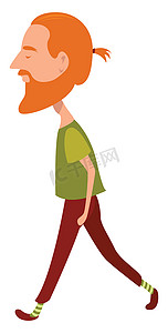 橙色头发的男人，插图，白色背景上的矢量