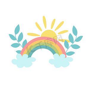 矢量婴儿彩虹插画。