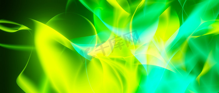 绿色动态背景摄影照片_非凡的抽象光艺术柔光绿色横幅背景壁纸