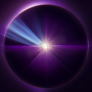紫色光斑摄影照片_黑色背景上的紫色光镜头耀斑。
