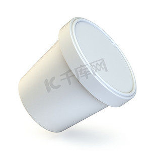 白色冰淇淋桶侧视图3D