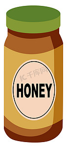 罐子里的蜂蜜，插图，白色背景上的矢量