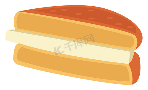 毕业季简笔矢量摄影照片_带奶酪的三明治，插图，白色背景上的矢量