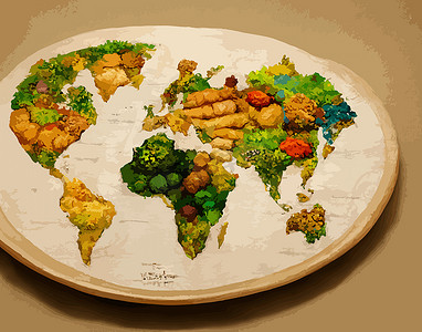 插画世界粮食日概念