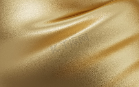 金色波浪线条摄影照片_金色飞行的衣服，3d 渲染。