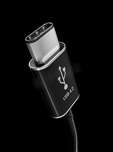 USB C 型或 USB 4 连接器电缆线条艺术 3d 插图