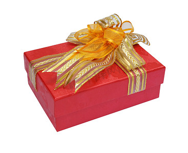 礼品红摄影照片_孤立的礼品红盒