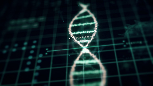 绿色电脑背景摄影照片_绿色网格背景下的医疗技术螺旋 DNA 染色体实验室病毒分析。