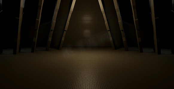 计算机化星际混凝土外星人陈列室银灰色背景基座概念 3D 渲染