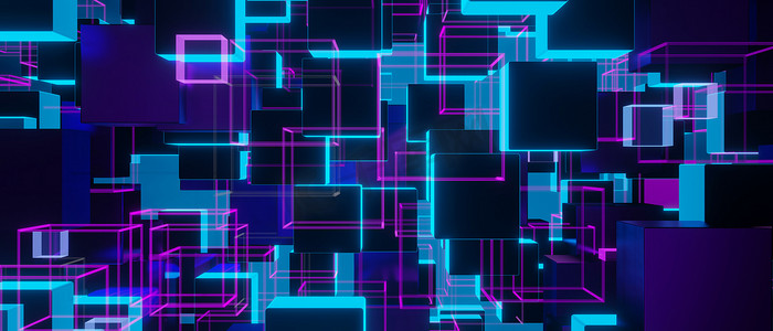 未来技术大爆炸紫色抽象背景 3D 插图