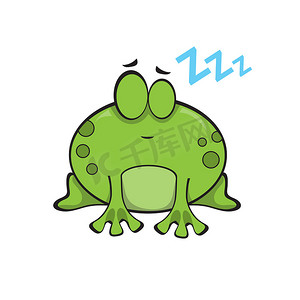 可爱的青蛙在睡觉。