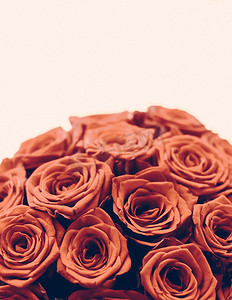 复古奢华的橙色玫瑰花束，鲜花盛开，作为花卉假日背景