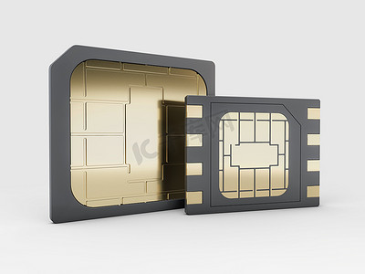 Sim 卡、微型 SIM 卡、包括剪切路径的 3D 渲染