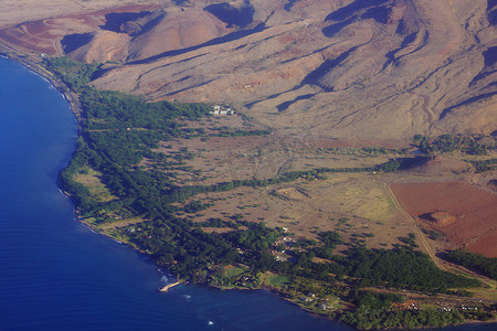 夏威夷毛伊岛奥洛瓦鲁鸟瞰图