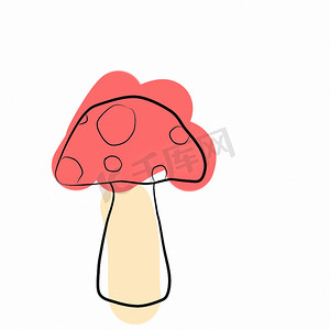 白底无毒卡通红蘑菇