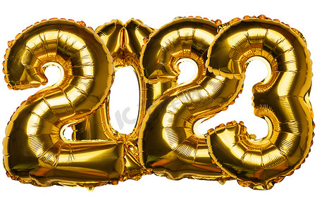 2023 年新年快乐概念来自紧气球