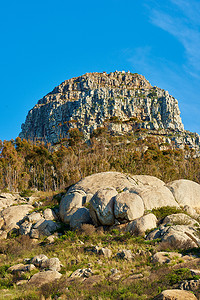 狮头插画摄影照片_暑假和假期期间南非开普敦狮头山的全景。