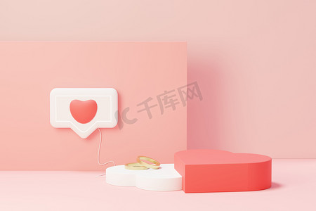 3d 渲染最小的甜蜜场景，展示台用于模拟和产品品牌展示。