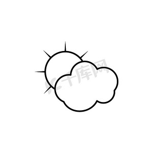 气候符号摄影照片_太阳云、气候、天气线图标。